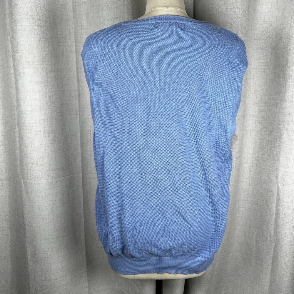 Vintage Polo Golf Ralph Lauren Blue‎ Knit Sweater Vest Men's XL Linen Cotton